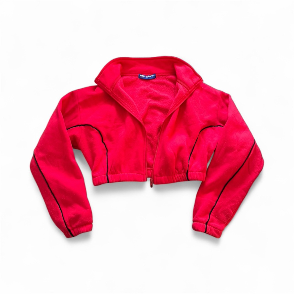Red Cropped Zip-Up Jacket